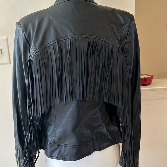 Style Mafia Jackets & Blazers - Faux leather fringed moto jacket